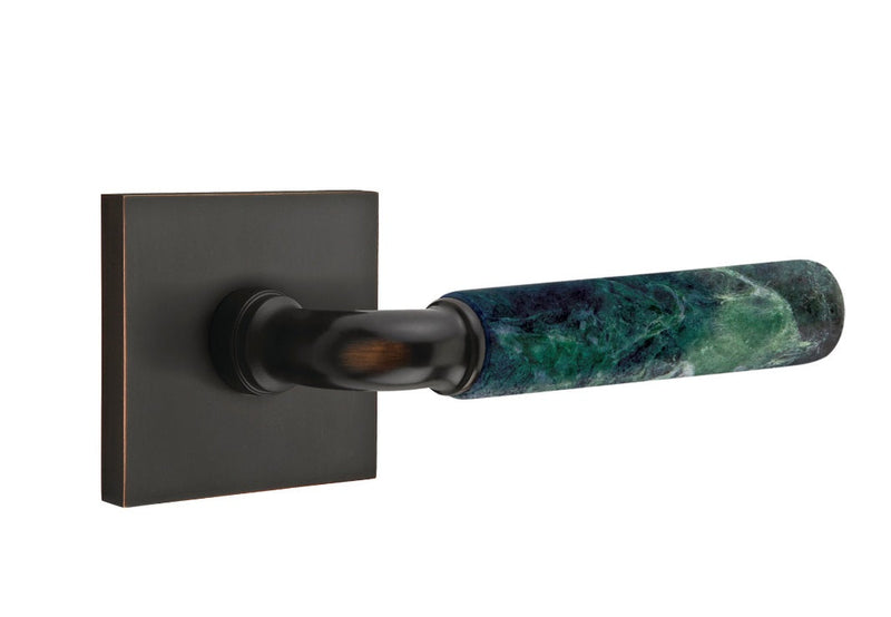 Emtek Select R-Bar Green Marble Lever with Square Rosette in finish