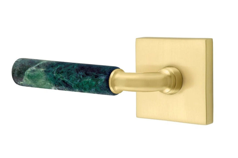 Emtek Select R-Bar Green Marble Lever with Square Rosette in finish