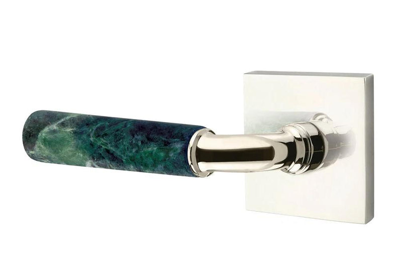 Emtek Select R-Bar Green Marble Lever with Square Rosette in finish