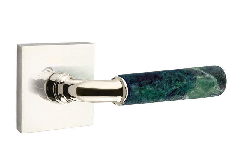 Emtek Select R-Bar Green Marble Lever with Square Rosette in finish