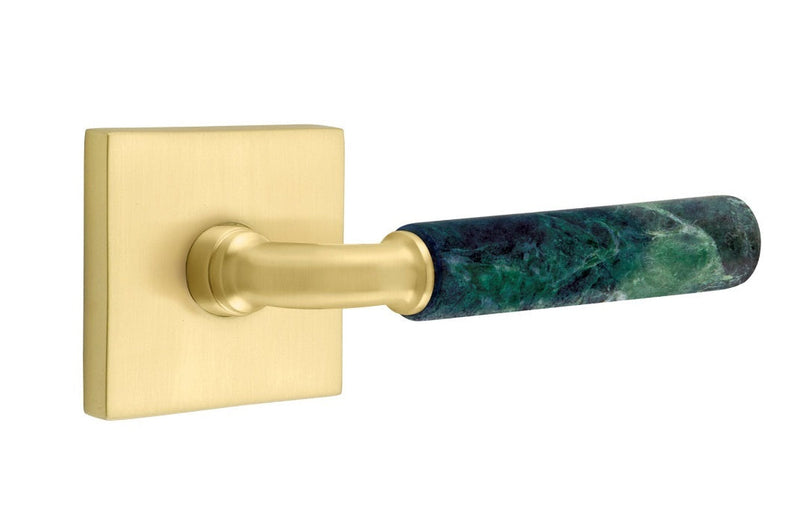 Emtek Select R-Bar Green Marble Lever with Square Rosette in finish