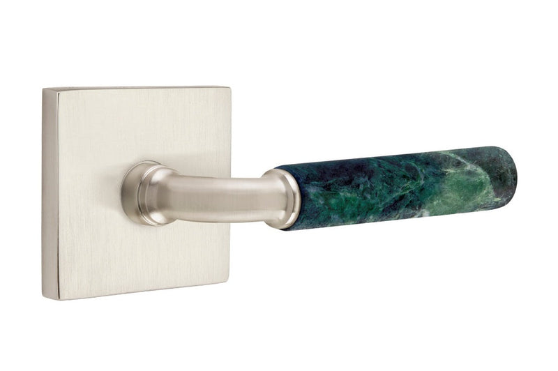 Emtek Select R-Bar Green Marble Lever with Square Rosette in finish