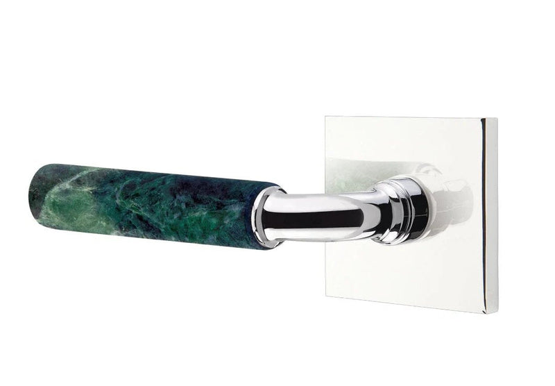 Emtek Select R-Bar Green Marble Lever with Square Rosette in Polished Chrome finish