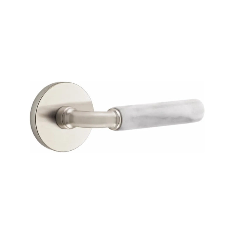 Emtek Select R-Bar White Marble Lever with Disk Rosette in finish