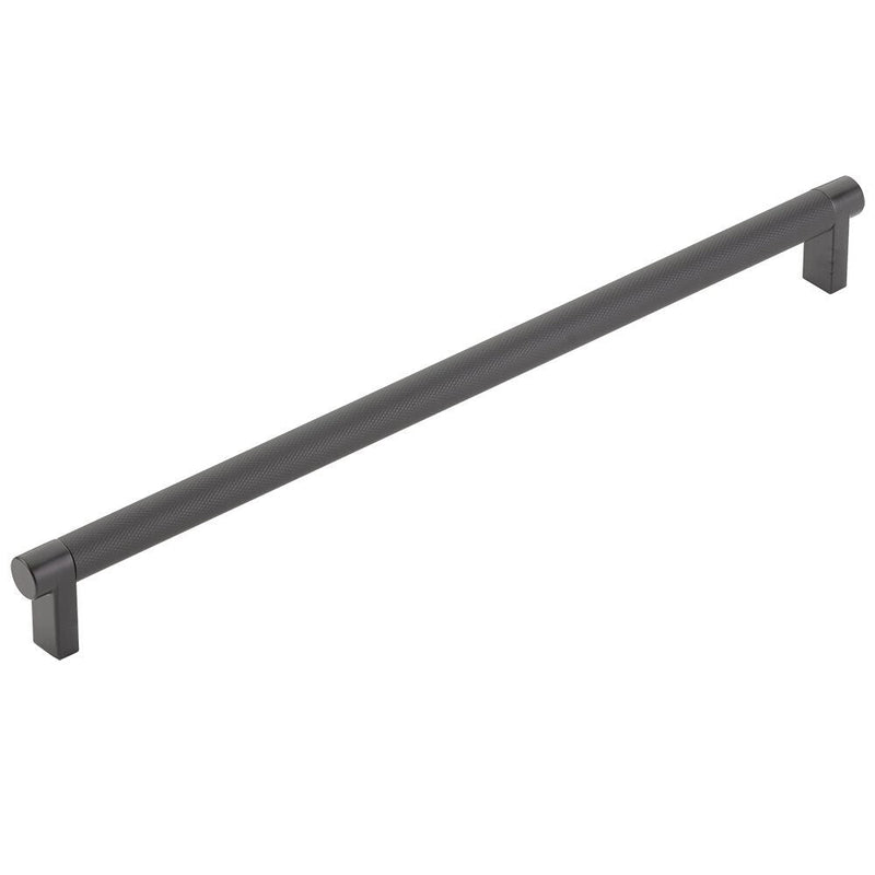 The Emtek Select Rectangular Stem Knurled Appliance Pull in Flat Black finish