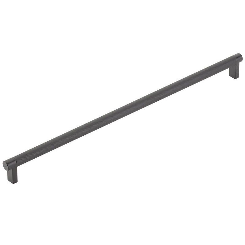 The Emtek Select Rectangular Stem Knurled Appliance Pull in Flat Black finish