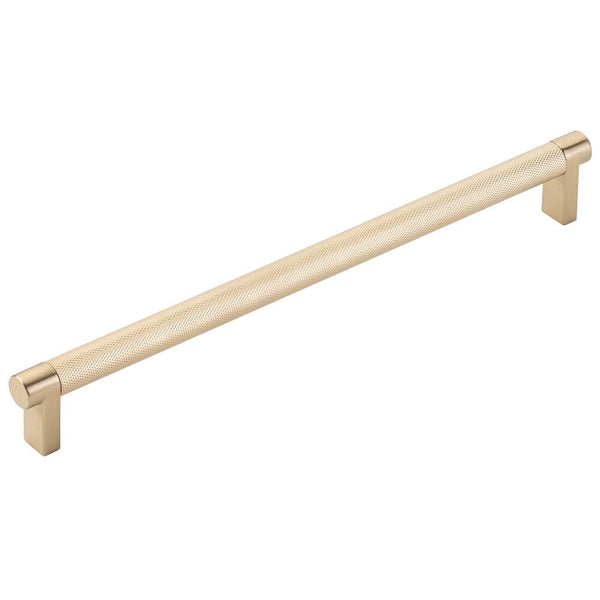 Emtek Select Rectangular Stem Knurled Cabinet Pull, 10" C-to-C in Satin Brass finish