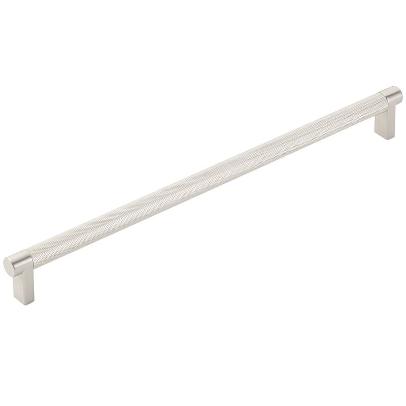 Emtek Select Rectangular Stem Knurled Cabinet Pull, 12" C-to-C in Satin Nickel finish