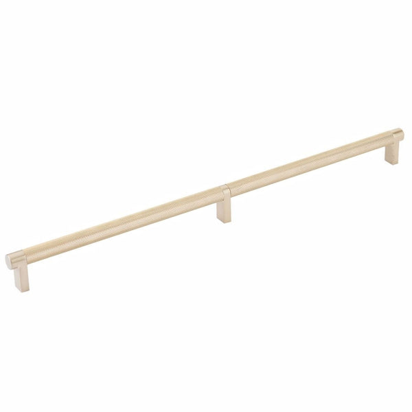 Emtek Select Rectangular Stem Knurled Cabinet Pull, 16" C-to-C in Satin Brass finish