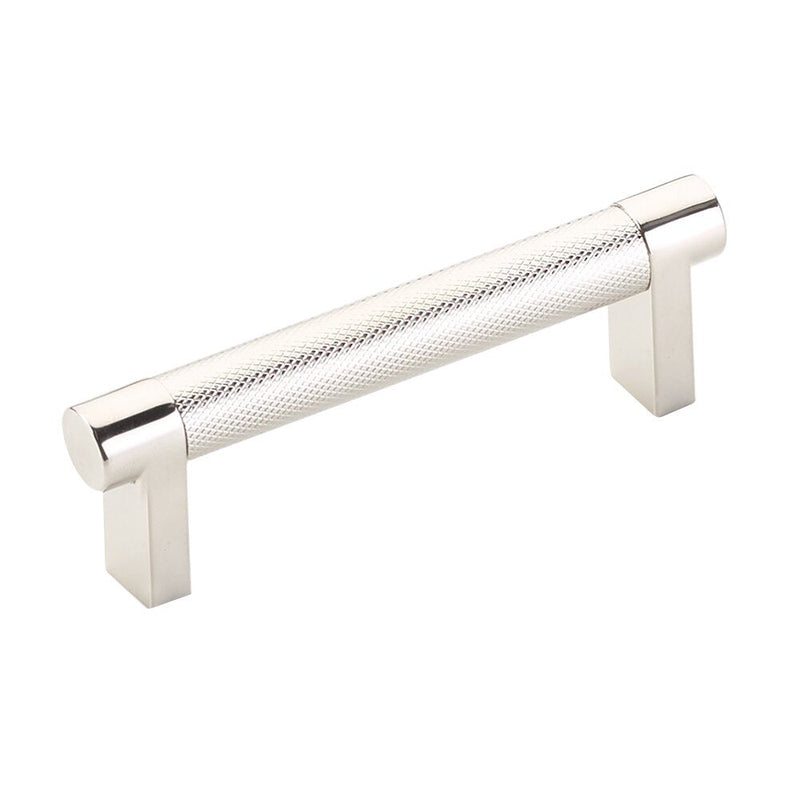 Emtek Select Rectangular Stem Knurled Cabinet Pull, 3 1/2" C-to-C in Lifetime Polished Nickel finish