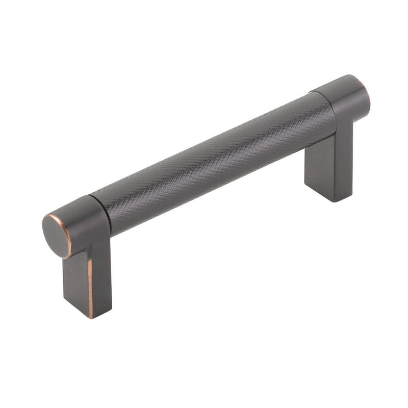 Emtek Select Rectangular Stem Knurled Cabinet Pull, 3 1/2" C-to-C in Oil Rubbed Bronze finish