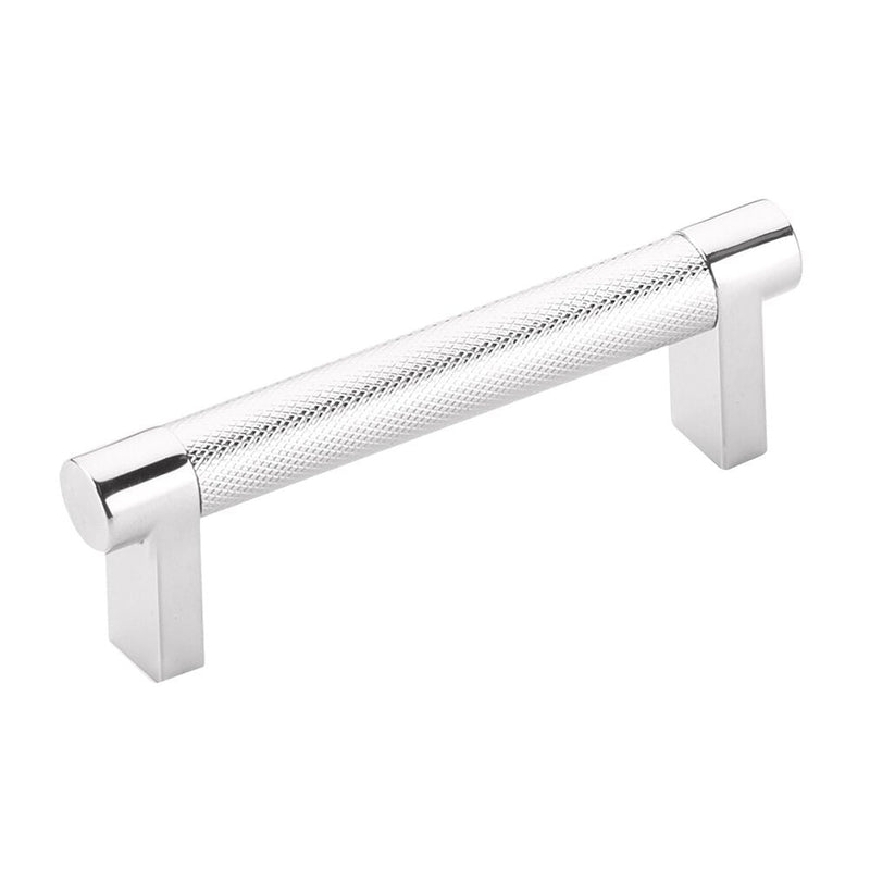 Emtek Select Rectangular Stem Knurled Cabinet Pull, 3 1/2" C-to-C in Polished Chrome finish