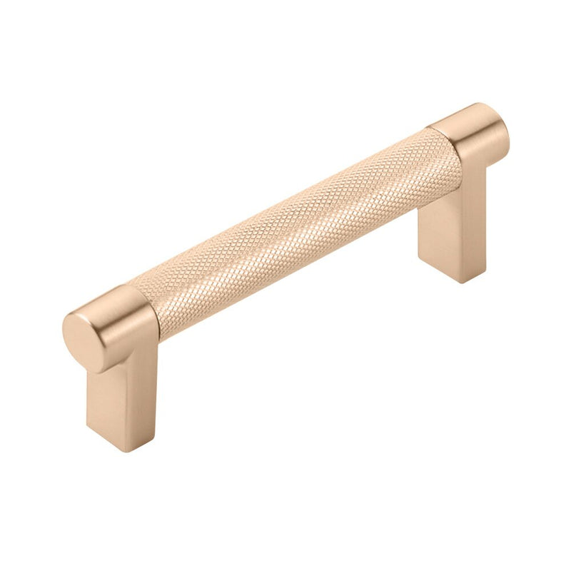 Emtek Select Rectangular Stem Knurled Cabinet Pull, 3 1/2" C-to-C in Satin Copper finish