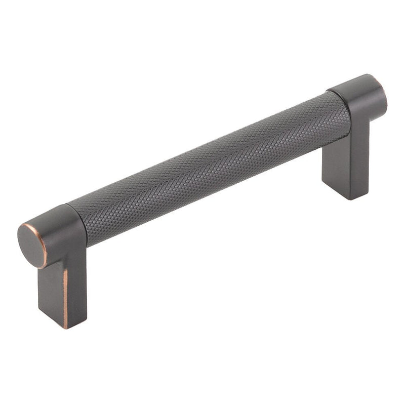 Emtek Select Rectangular Stem Knurled Cabinet Pull, 4" C-to-C in Oil Rubbed Bronze finish