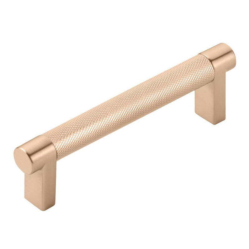 Emtek Select Rectangular Stem Knurled Cabinet Pull, 4" C-to-C in Satin Copper finish