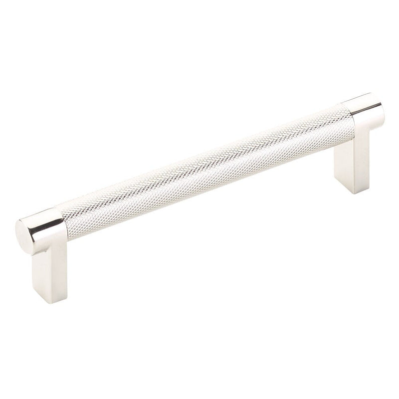 Emtek Select Rectangular Stem Knurled Cabinet Pull, 5" C-to-C in Lifetime Polished Nickel finish