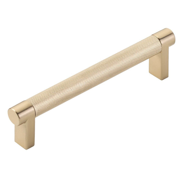 Emtek Select Rectangular Stem Knurled Cabinet Pull, 5" C-to-C in Satin Brass finish