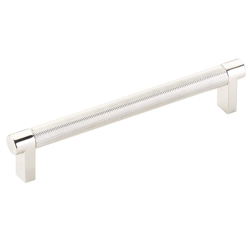 Emtek Select Rectangular Stem Knurled Cabinet Pull, 6" C-to-C in Lifetime Polished Nickel finish