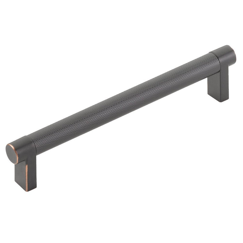 Emtek Select Rectangular Stem Knurled Cabinet Pull, 6" C-to-C in Oil Rubbed Bronze finish