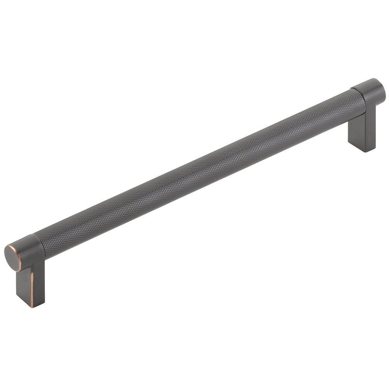 Emtek Select Rectangular Stem Knurled Cabinet Pull, 8" C-to-C in Oil Rubbed Bronze finish