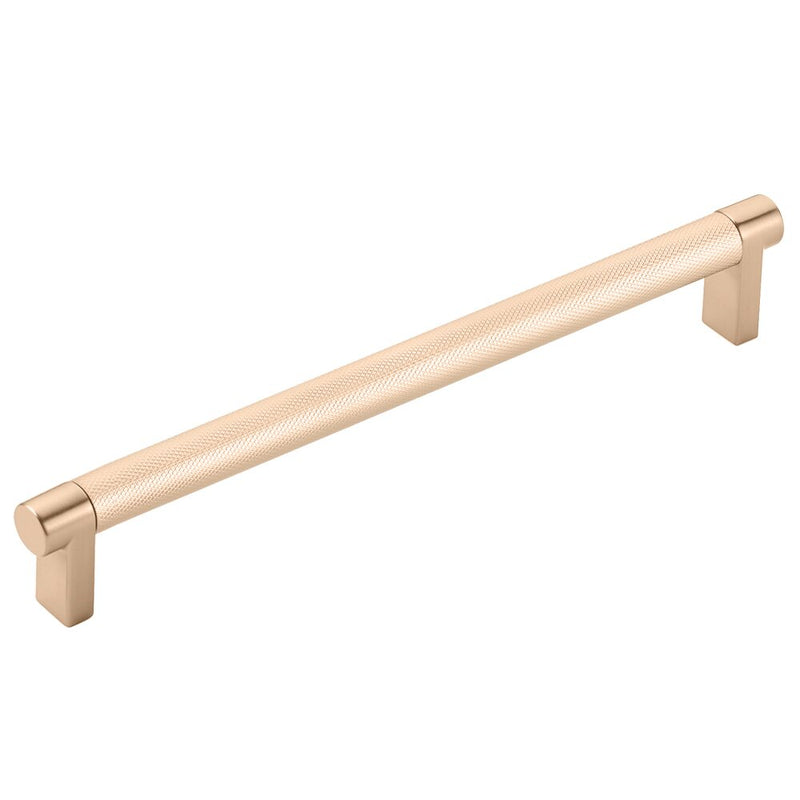 Emtek Select Rectangular Stem Knurled Cabinet Pull, 8" C-to-C in Satin Copper finish