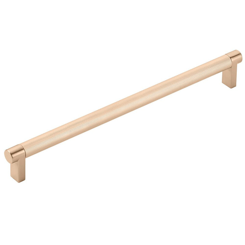 The Emtek Select Rectangular Stem Knurled Cabinet Pull in Satin Copper finish