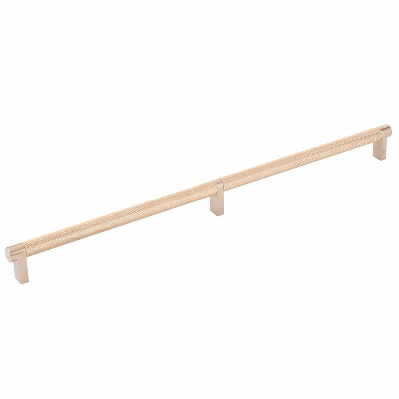 The Emtek Select Rectangular Stem Knurled Cabinet Pull in Satin Copper finish