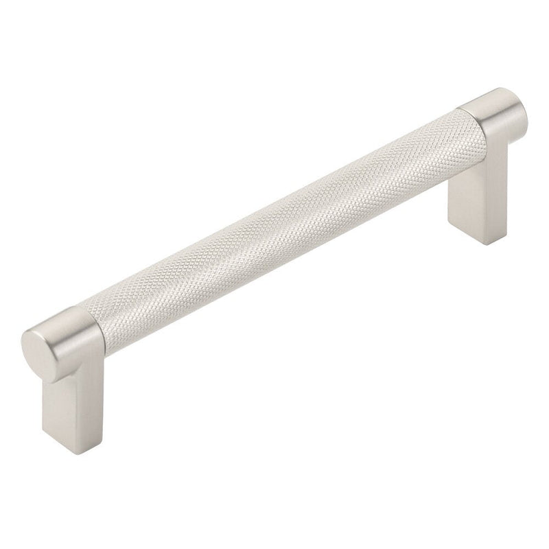 The Emtek Select Rectangular Stem Knurled Cabinet Pull in Satin Nickel finish