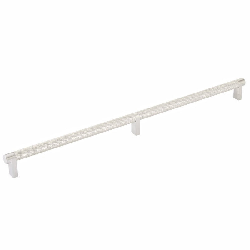 The Emtek Select Rectangular Stem Knurled Cabinet Pull in Satin Nickel finish