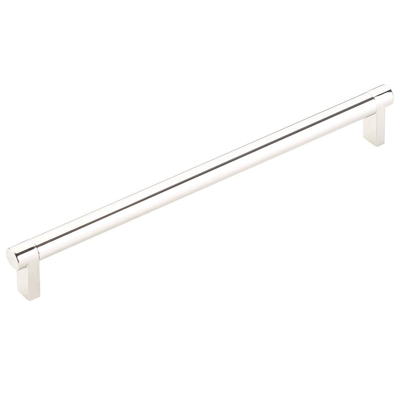 Emtek Select Rectangular Stem Smooth Cabinet Pull, 10" C-to-C in Lifetime Polished Nickel finish