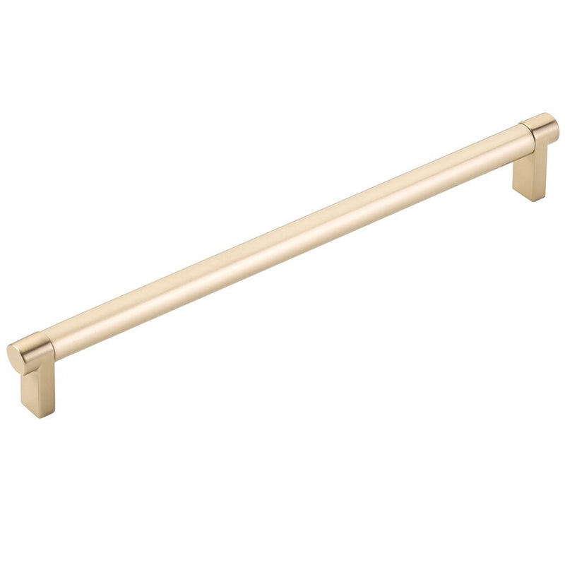 Emtek Select Rectangular Stem Smooth Cabinet Pull, 10" C-to-C in Satin Brass finish