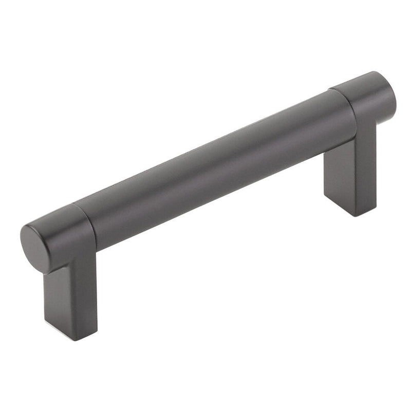 Emtek Select Rectangular Stem Smooth Cabinet Pull, 3 1/2" C-to-C in Flat Black finish