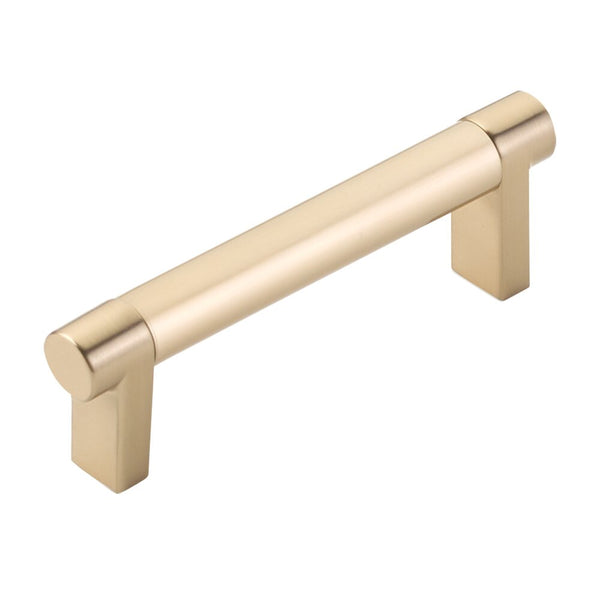 Emtek Select Rectangular Stem Smooth Cabinet Pull, 3 1/2" C-to-C in Satin Brass finish