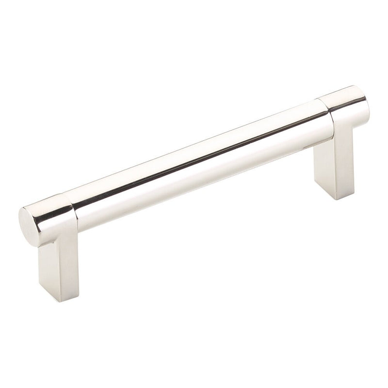 Emtek Select Rectangular Stem Smooth Cabinet Pull, 4" C-to-C in Lifetime Polished Nickel finish