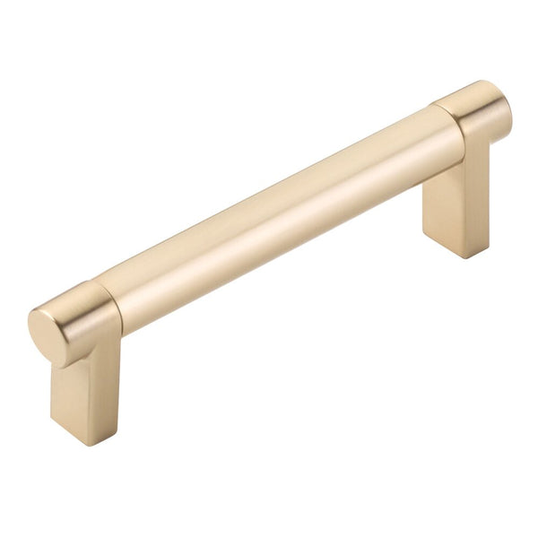 Emtek Select Rectangular Stem Smooth Cabinet Pull, 4" C-to-C in Satin Brass finish