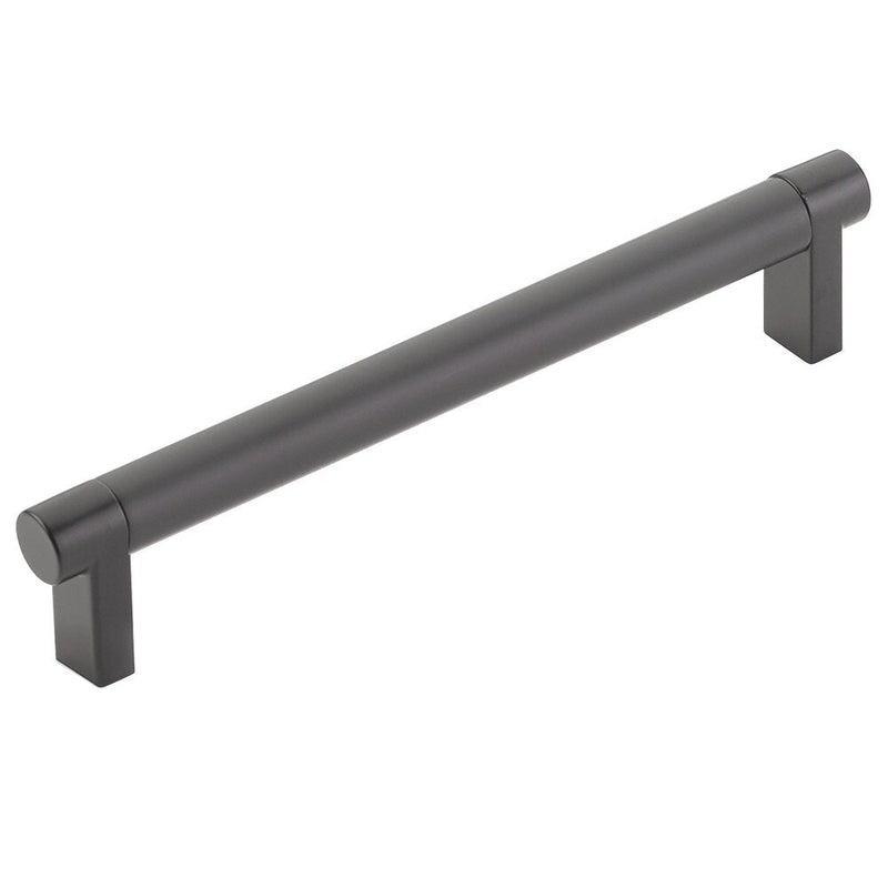 Emtek Select Rectangular Stem Smooth Cabinet Pull, 6" C-to-C in Flat Black finish