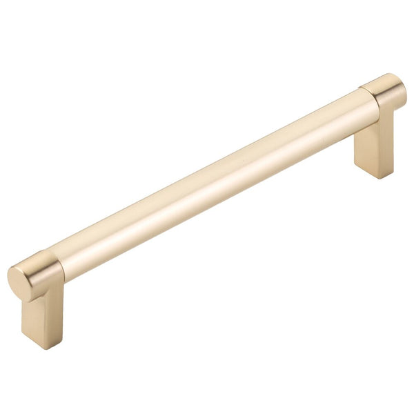 Emtek Select Rectangular Stem Smooth Cabinet Pull, 6" C-to-C in Satin Brass finish