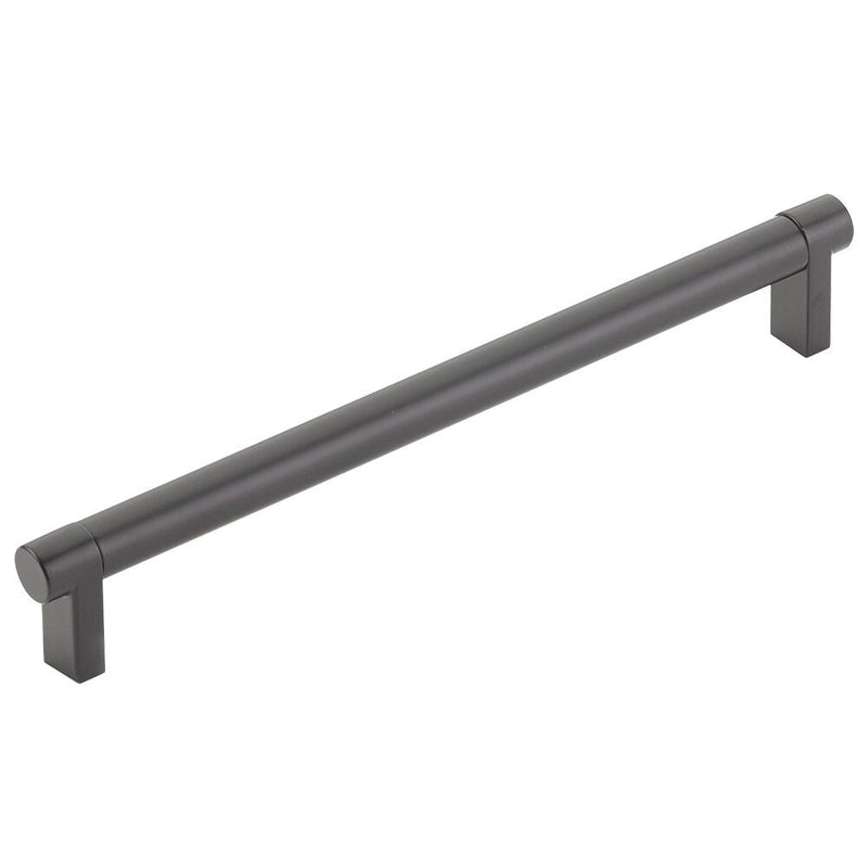 Emtek Select Rectangular Stem Smooth Cabinet Pull, 8" C-to-C in Flat Black finish