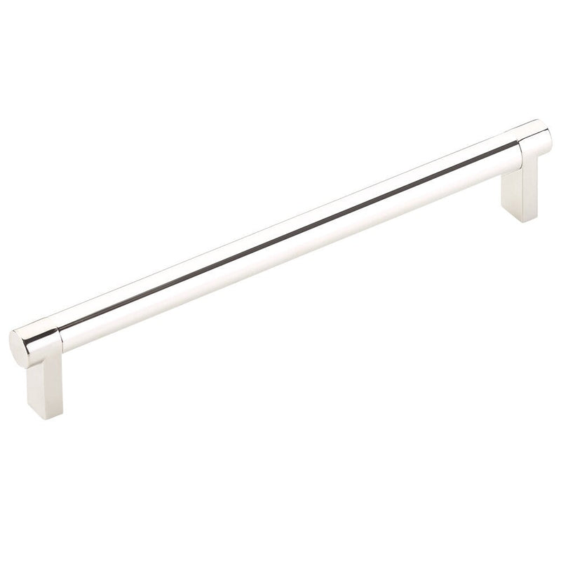 Emtek Select Rectangular Stem Smooth Cabinet Pull, 8" C-to-C in Lifetime Polished Nickel finish