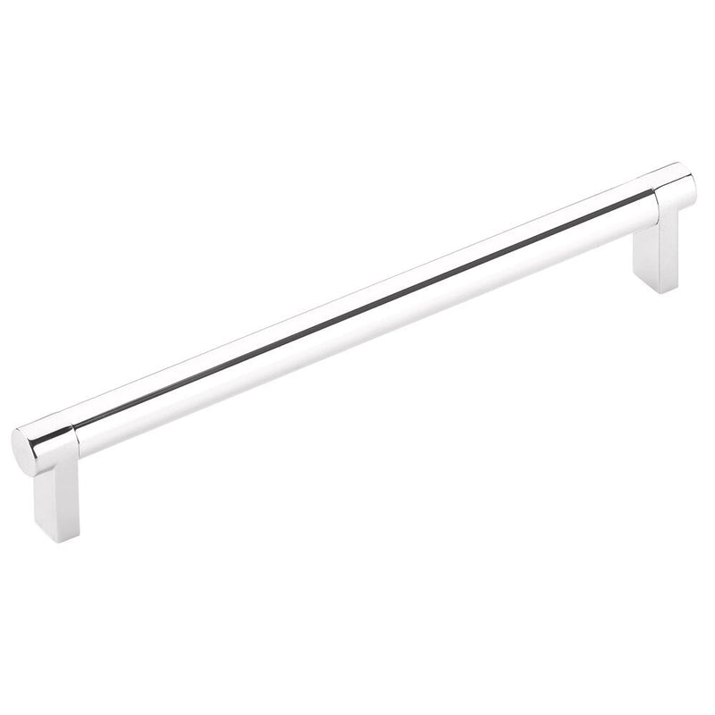 Emtek Select Rectangular Stem Smooth Cabinet Pull, 8" C-to-C in Polished Chrome finish