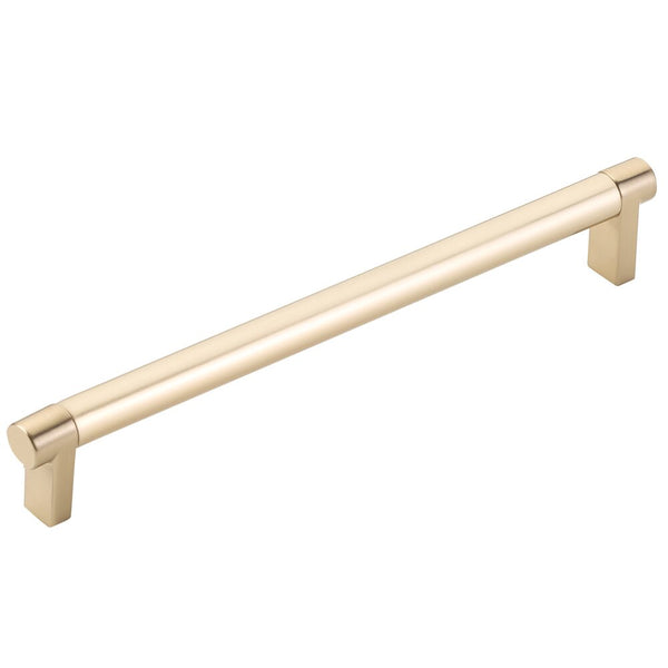 Emtek Select Rectangular Stem Smooth Cabinet Pull, 8" C-to-C in Satin Brass finish