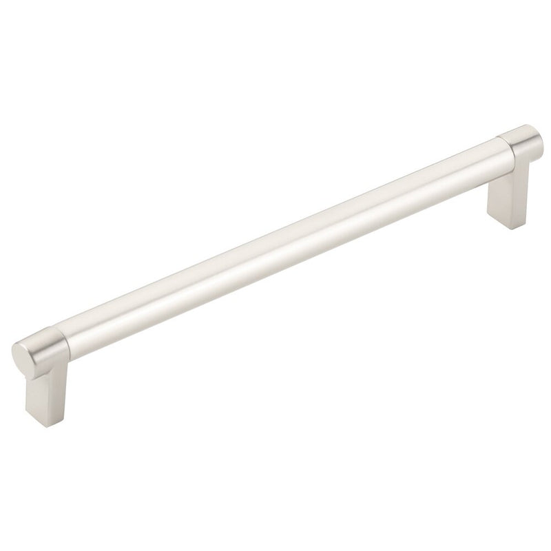 Emtek Select Rectangular Stem Smooth Cabinet Pull, 8" C-to-C in Satin Nickel finish