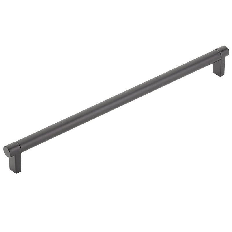 The Emtek Select Rectangular Stem Smooth Cabinet Pull in Flat Black finish