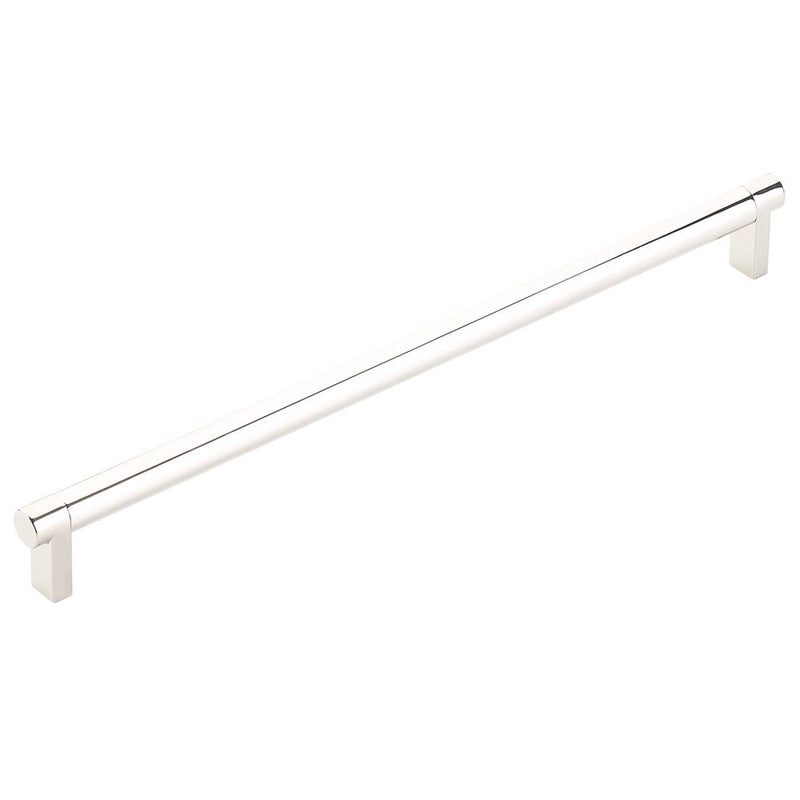 The Emtek Select Rectangular Stem Smooth Cabinet Pull in Lifetime Polished Nickel finish