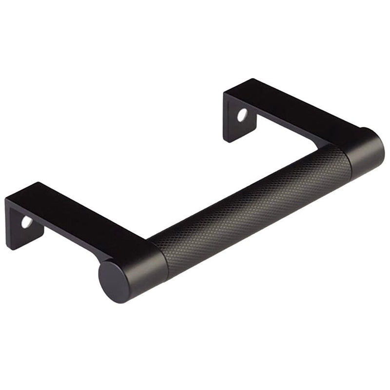 The Emtek Select Round Knurled Cabinet Edge Pull in Flat Black finish