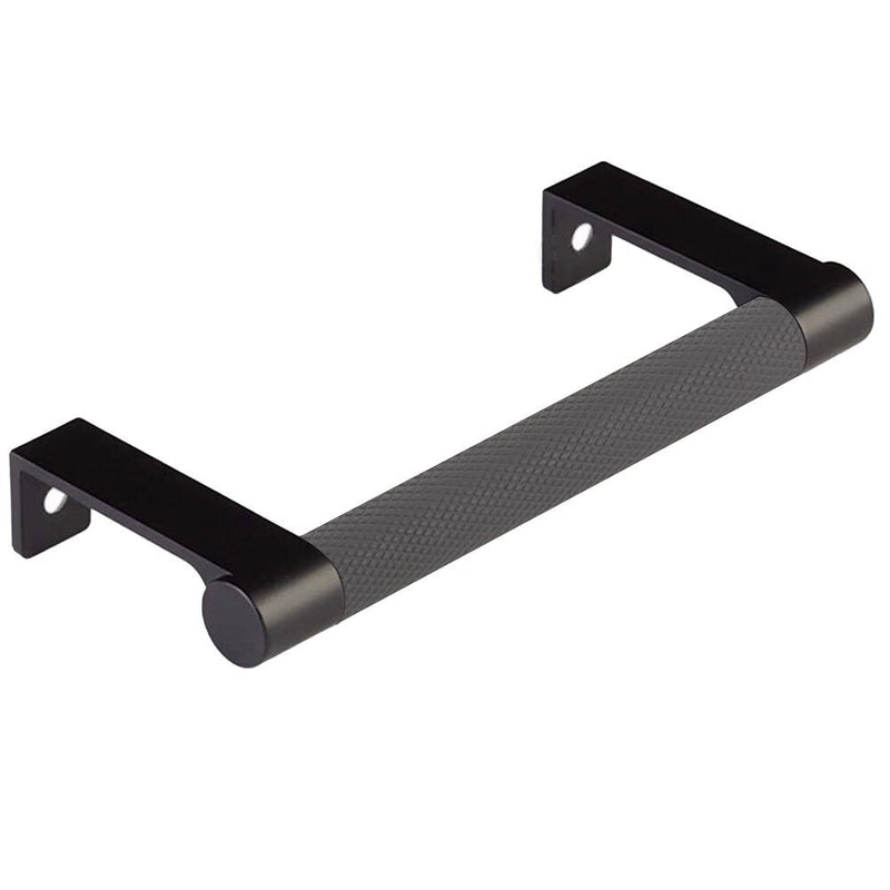 The Emtek Select Round Knurled Cabinet Edge Pull in Flat Black finish