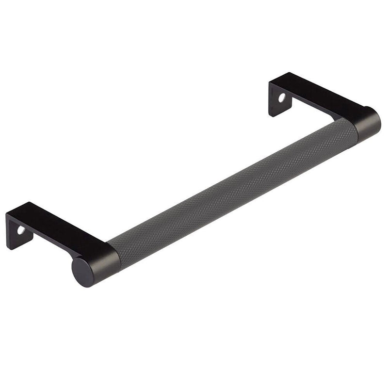 The Emtek Select Round Knurled Cabinet Edge Pull in Flat Black finish