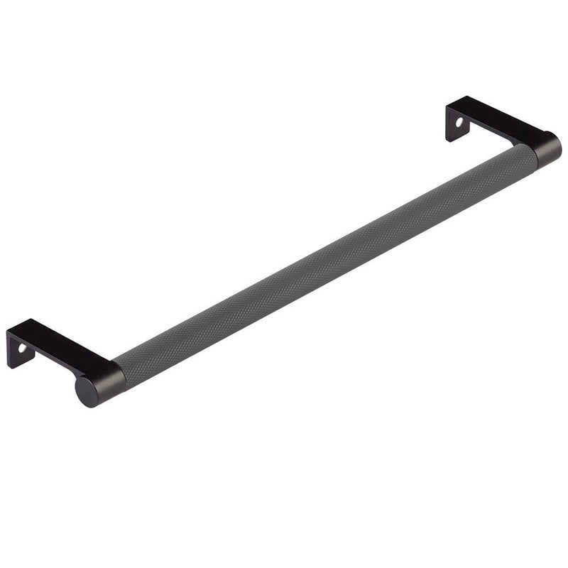 The Emtek Select Round Knurled Cabinet Edge Pull in Flat Black finish