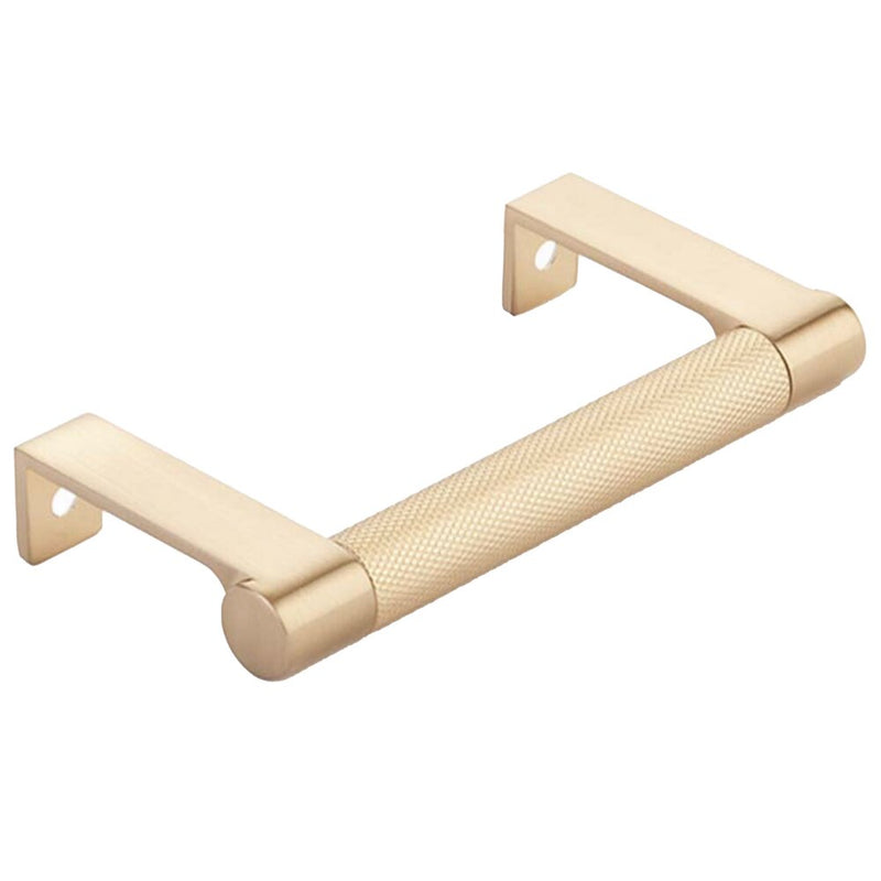 The Emtek Select Round Knurled Cabinet Edge Pull in Satin Brass finish