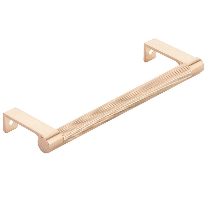 The Emtek Select Round Knurled Cabinet Edge Pull in Satin Copper finish